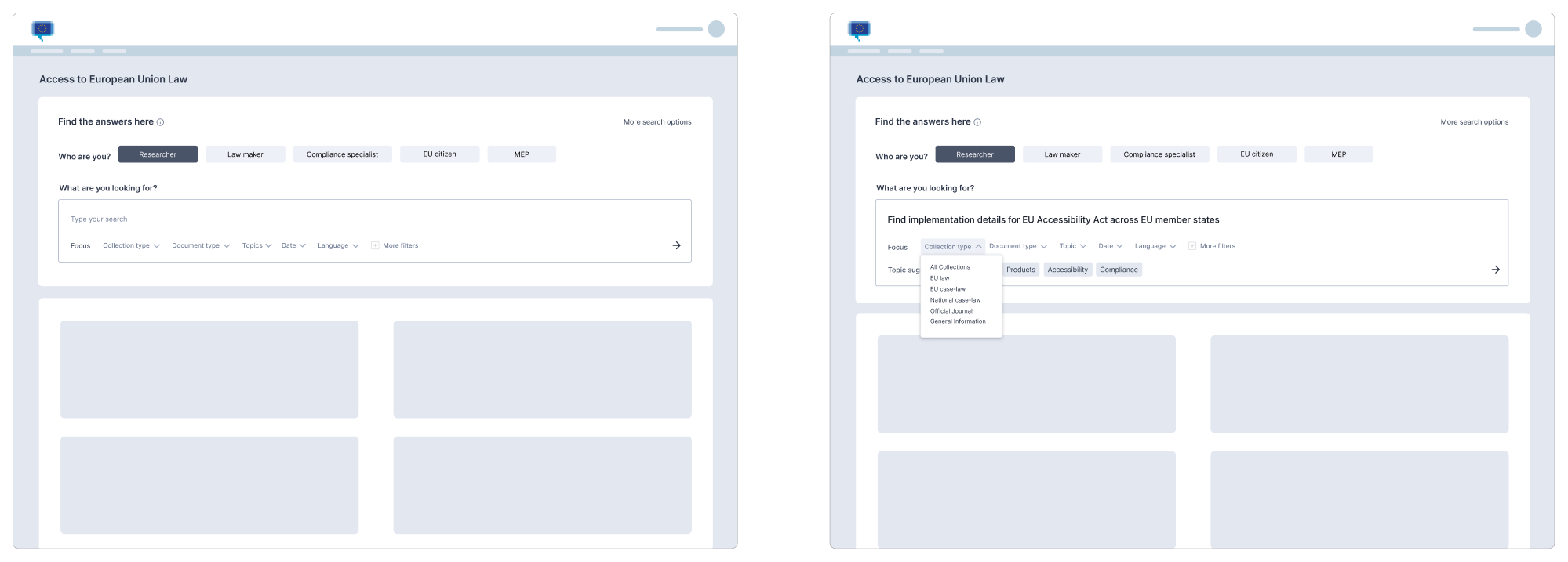 Search page prototype