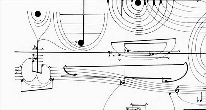 A mix of not quite traditional looking notation and symbols