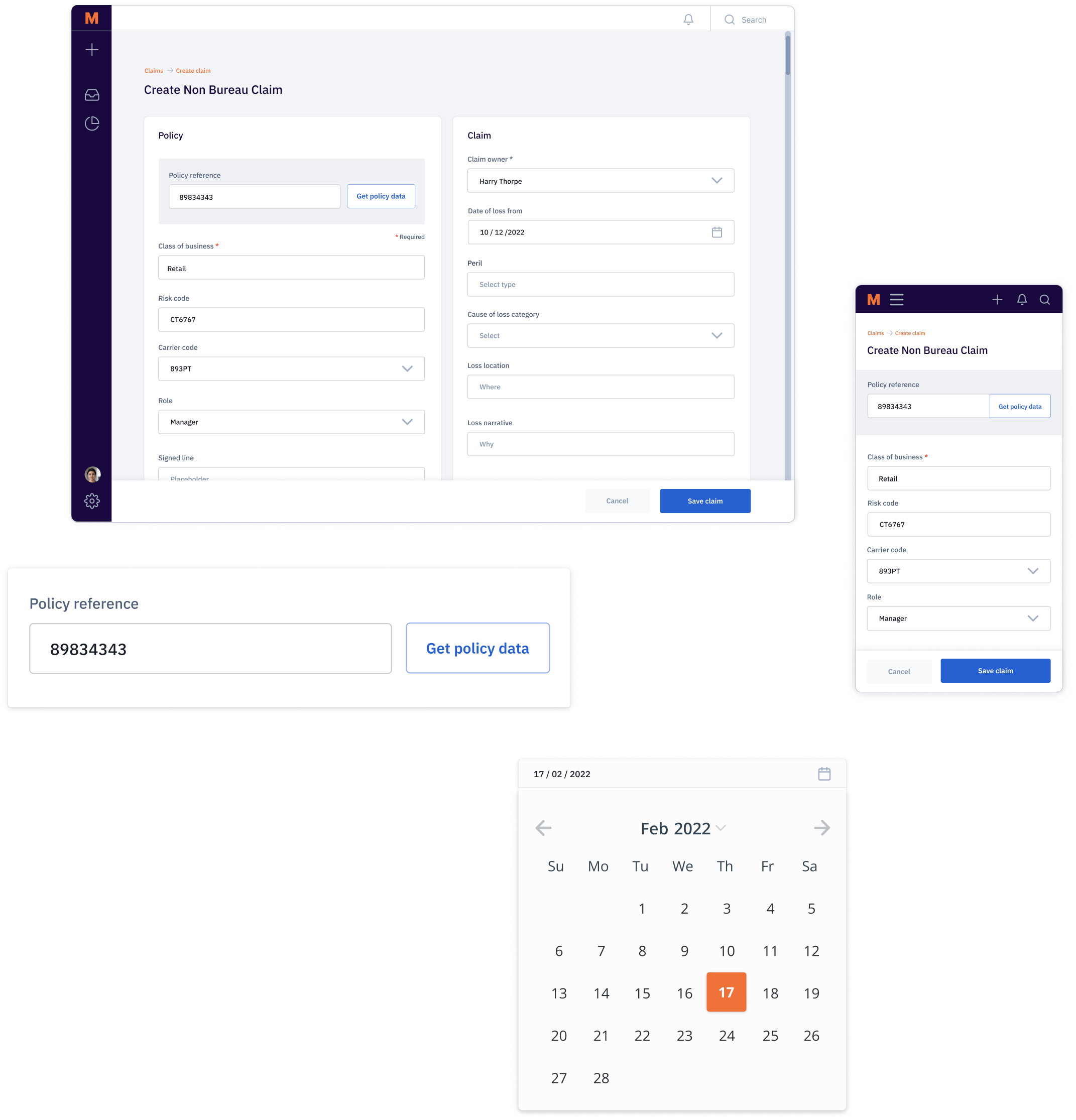 Final screen: Create claim