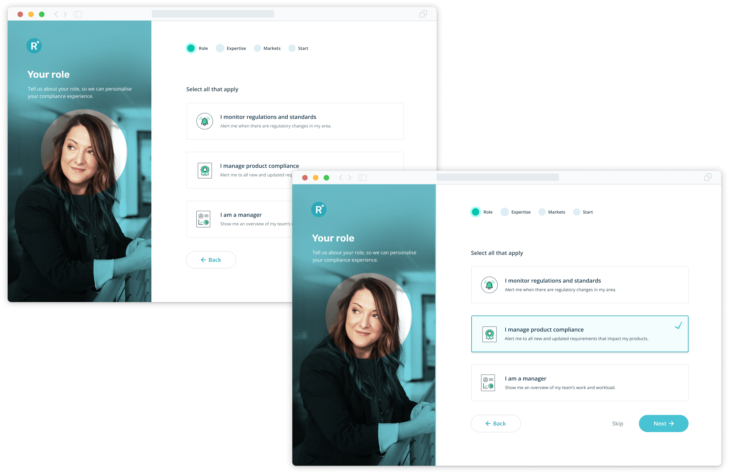 Role selection screen
